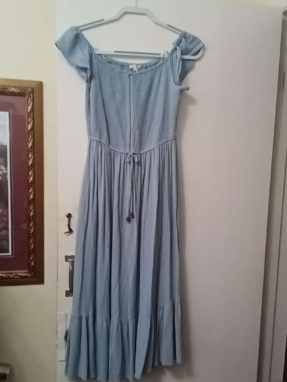 Women's Light Blue Off-Shoulder Maxi Dress - Brand Unknown